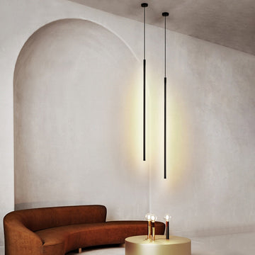 55" Mini Cylinder Black LED Pendant Light Single Light
